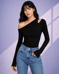 Selene Skew-Neck Knit Top