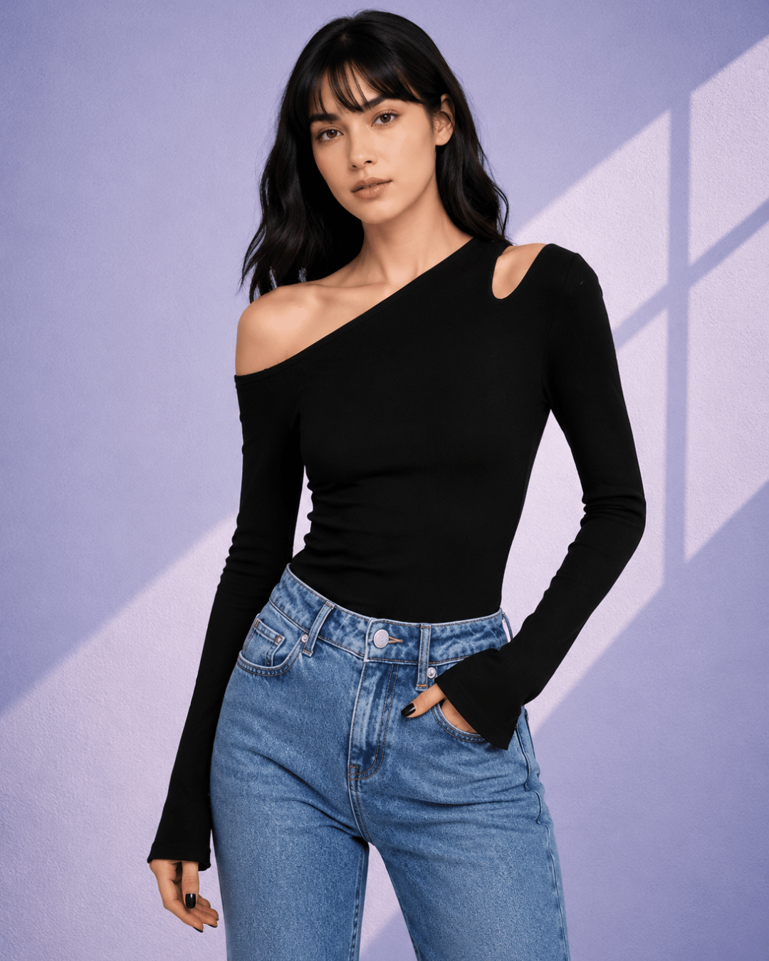 Selene Skew-Neck Knit Top