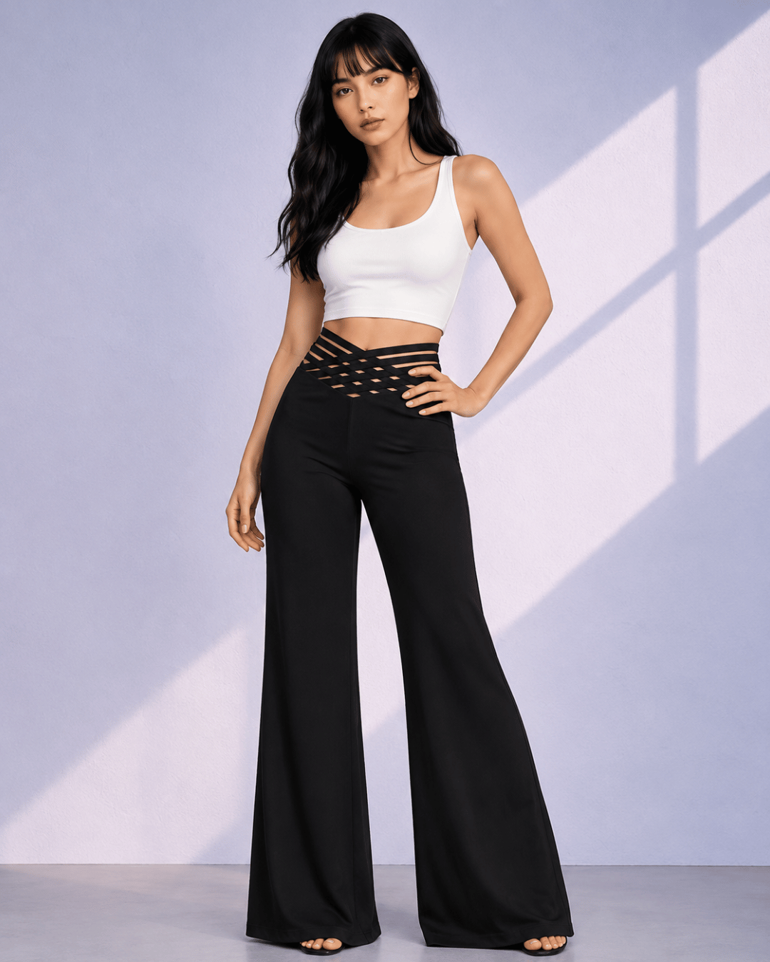 Solenne High-Waist Flare Trousers