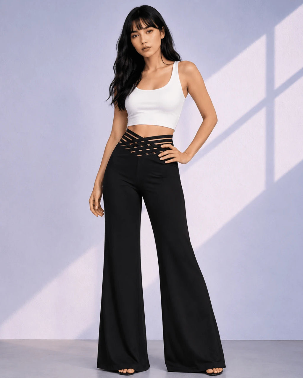 Solenne High-Waist Flare Trousers