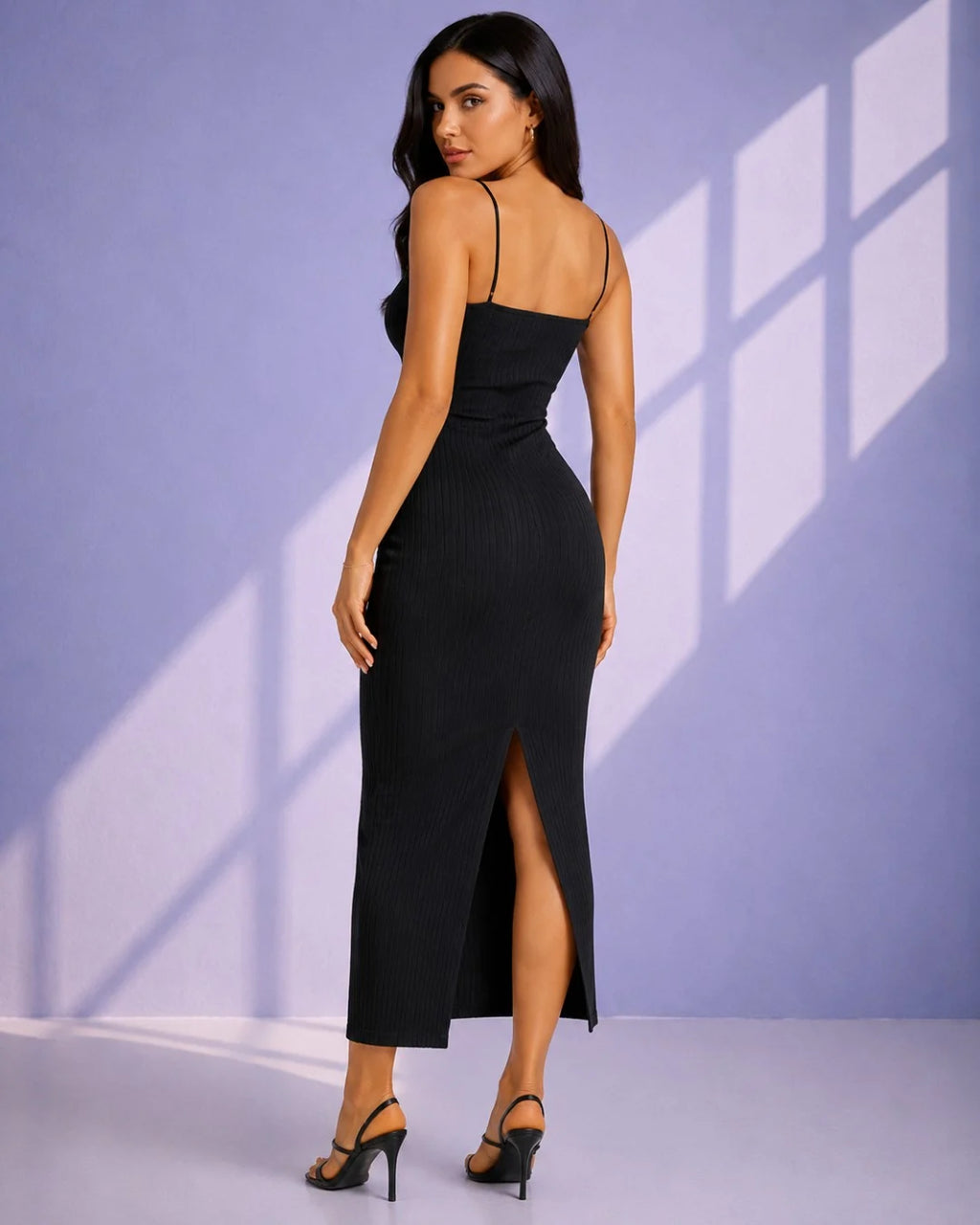 Evelisse Ruched Back-Slit Maxi Dress