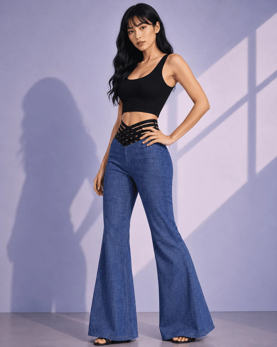 Solenne High-Waist Flare Trousers