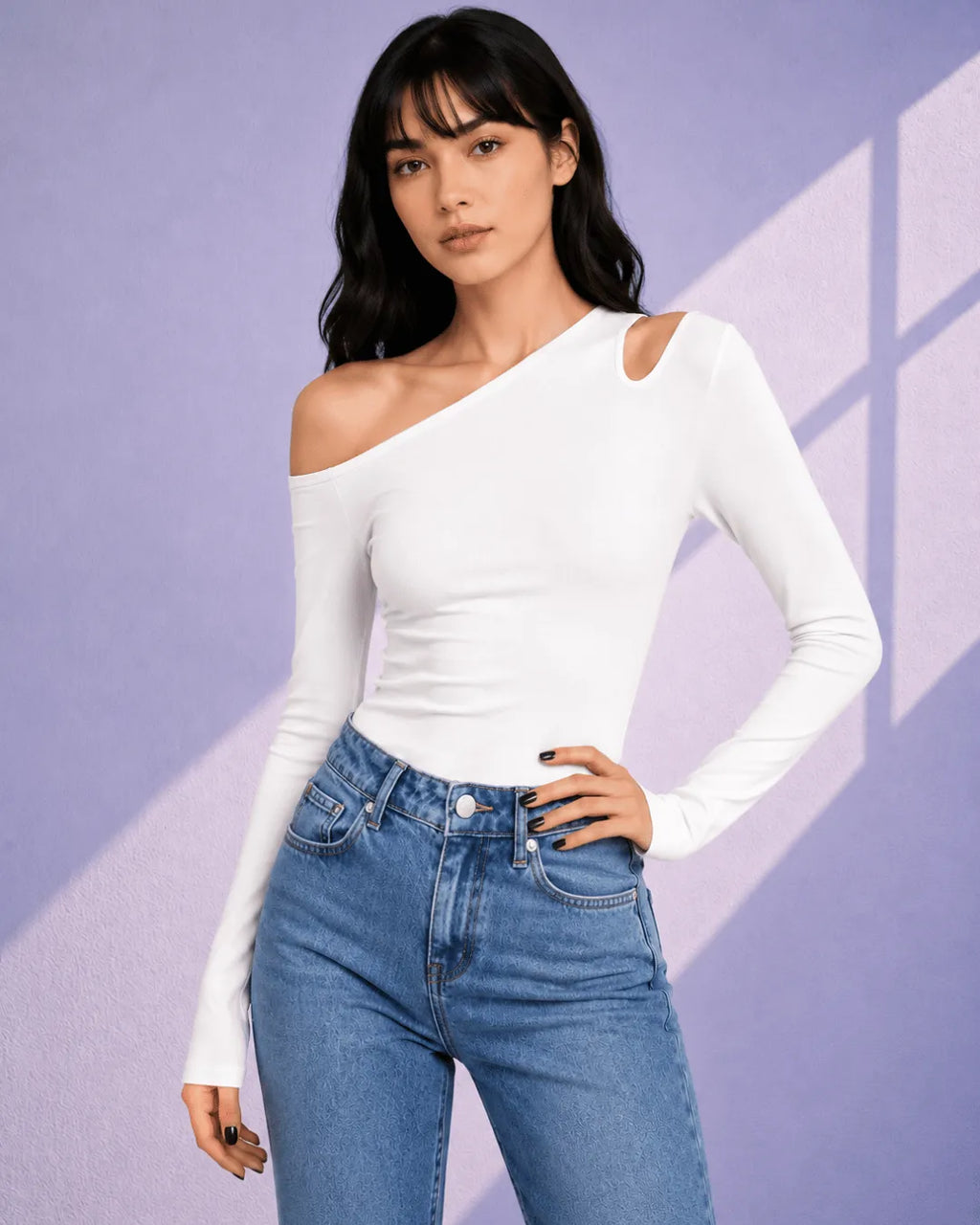 Selene Skew-Neck Knit Top