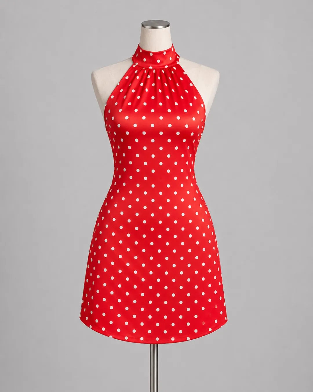 Celestine Polka-Dot Halter Mini Dress