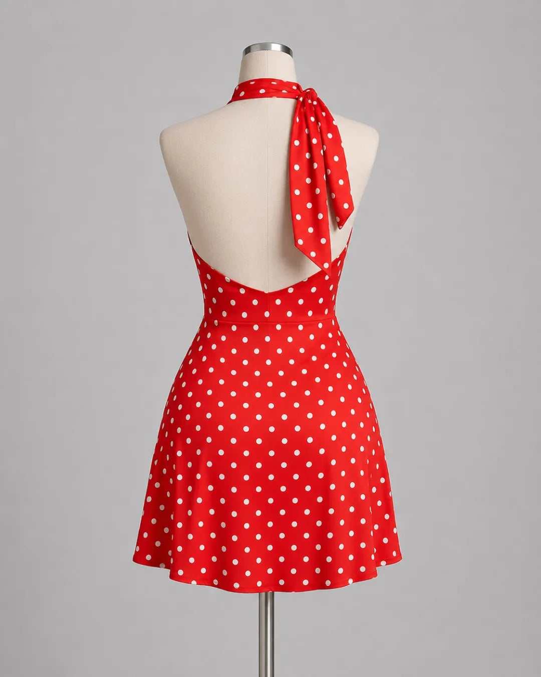 Celestine Polka-Dot Halter Mini Dress